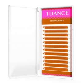 TDANCE Brown Lash Extensions Colored Lash Extensions 0.03/0.05/0.07mm C/D Curl Premium Brown Eyelash Extensions Salon Use (Light Brown,0.03-C,8-15mm)
