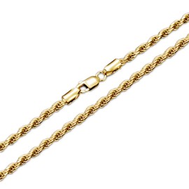 PDTJMTG Gold Rope Chain 925 Sterling Silver Rope Chain 1.5MM, 2MM, 3MM Diamond Cut Braided Rope Chain Necklace for Men Women 18, 20, 22, 24, 26 Inches (1.5mm, 22 inches)