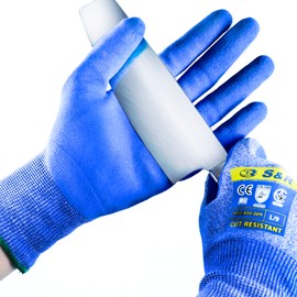 S&R Cut Resistant Protective Gloves, Size L/9 - Nitrile Coated, Non-Slip, Touch Sensitive, EN 388 Certified for Assembly, Construction, Automotive