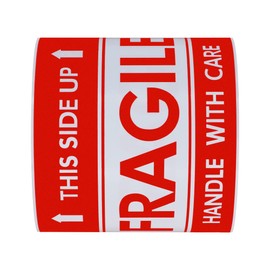Hybsk This Side Up Fragile Stickers 3x5 inch Handle with Care Shipping and Packing Warning Adhesive Label 100 Per Roll (3x5 inch)
