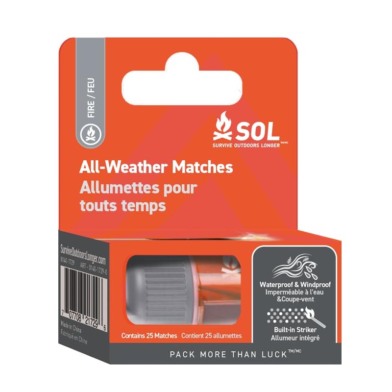 S.O.L. All Weather Matches, 25 Count, 4 Pack