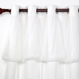 INLINAS 52W x 84L Inch Blackout Curtains with Wedding Backdrop Style Sheer Overlay Thermal Noise Reduction for Bedroom and Living Room Energy Saving Panels, White Curtains with White Sheer