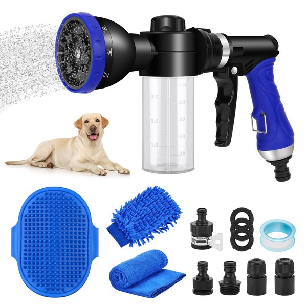 PWEZON Pet Bathing Sprayer Kit,10 Spray Patterns, Adjustable Hose Wash