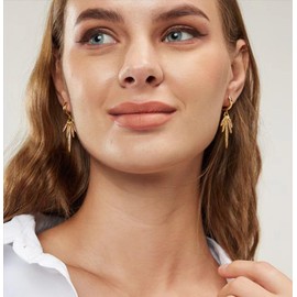 HUARJO 14K Gold Plated S925 Sterling Silver Post Dangle Huggie Earrings for Women,Dainty Cubic Zirconia Drop Earrings for Women (Gold-Green CZ)