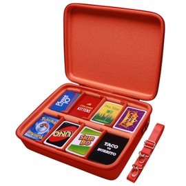 LTGEM game card travel case,compatibility Taco Cat Goat Cheese Pizza/SKYJO/UNO/playing card Against Humanity and other game cards,This card box can hold 2500+game cards (Orange)