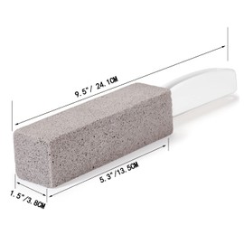 2 Pack Pumice Stone for Bowl Cleaning with Handle, Scouring Stick Removes Hard Water Rings, Calcium Buildup and Rust for Cleaning Toilet, Bathroom, Kitchen Sink, Grill (Gray)
