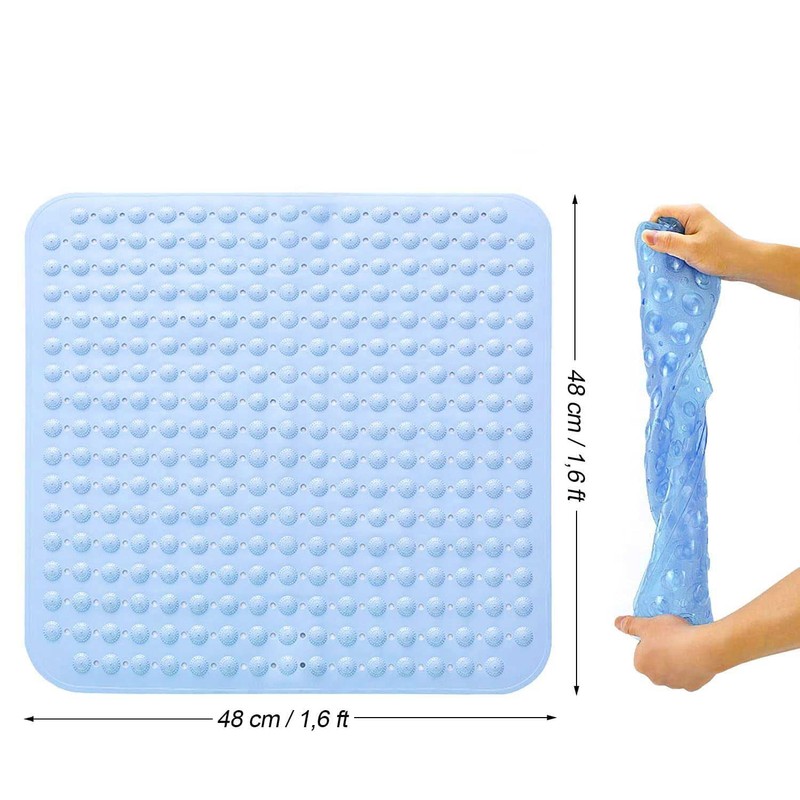 Shower Mat, Non-Slip Square Bath Mat, 48 x 48 cm,