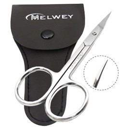 Tijeras para cejas y pequeñas para cutículas, 3.7 pulgadas, tijeras de manicura TSA de hoja curvada, acero inoxidable para pestañas, vello facial, vel