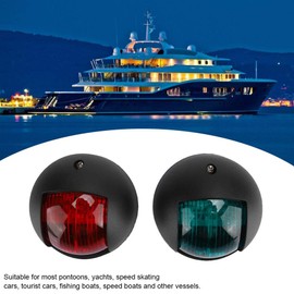 Gorgeri 2Pcs Boat LED Light, 12V 24V Boat Navigation Light Marine Yacht Red Green LED Indicator Light (Black)
