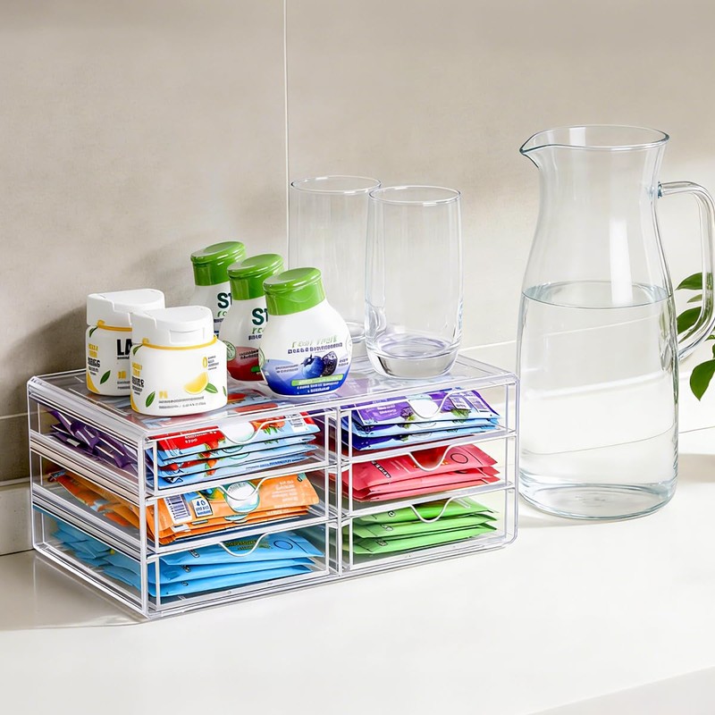 AIEVE Drink Packet Organizer, Stackable Storage Drawers for Tea Bag