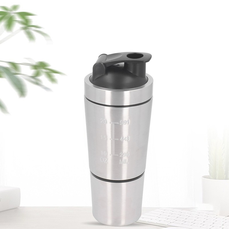 Shaker Bottle 800ml Stainless Steel with Whisk Portable Protein Shaker