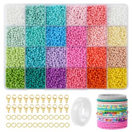 WHCPCYO 24 Colour Beads for Bracelets Beads Set 3 mm, 12000 Pieces DIY Beads for Threading Jewellery Making Set for Bracelets, Pendants, Earrings, Necklaces, Foot Ring