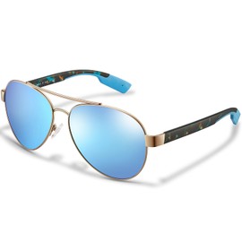 CARFIA - anteojos de sol piloto con patillas anchas para hombre, polarizadas UV400, protección clásica, estilo moderno, CA5378, 7. Espejo azul, Talla unica