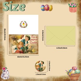 24 Set Vintage Easter Greeting Cards with Envelopes and Stickers Retro Bunny Chicks Note Cards Assorted Blank Easter Party Supplies Funny Easter Cards for Easter Party School Classroom Office Business