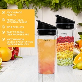3 Pack Blender Cups Replacement Single Serve 16 OZ Cups with Seal Lids, Blender Replacement Parts Compatible with Ninja Blender BL660 BL770 BL780 QB3001SS