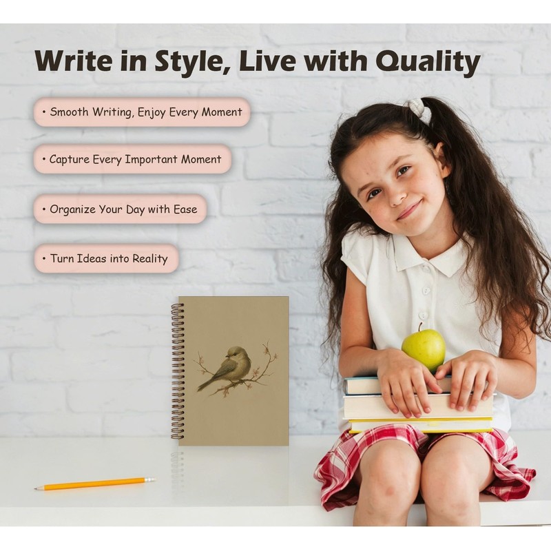 Dejfel Vintage Birds Spiral Notebook,Gifts for Bird Lover Girls Women