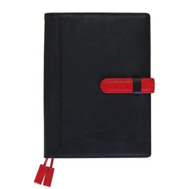 (Sealal) Diary Cover B6 Size Genuine Leather with Belt Bi-Color CLuaR-TC (09. Black x Red (Spine: BK))
