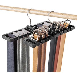 Konten Belt Hanger, Holds 10 Pieces, Hanger, Tie Hanger, Belt Storage, Belt Hook, 360 Degree Rotation, Set of 2 (Black)
