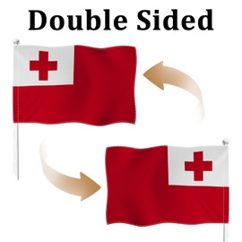 Vie Savaran Tonga Flag Tongan Banner 3x5ft Double Sided Premium Burlap Heavy Duty Vivid Color Fade Resistant Pole Sleeve Durable TearProof for Outdoor Garden Tea Party Wall Room House Celebration