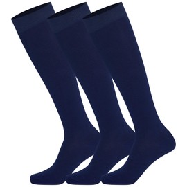 Mysocks Kids Navy Knee High Socks Back to School - 3 Pair Long Cotton Knee Length Socks for Boys Girls Navy,age 7-10