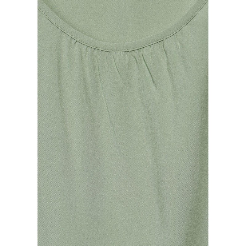 Street One Women's Blouse Top with Frills, Soft Moss Green