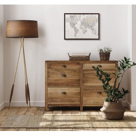 Kate and Laurel Sylvie Vintage World Map Framed Canvas Wall Art by The Creative Bunch Studio, 18x24 Brown, Decorative Map Art for Wall