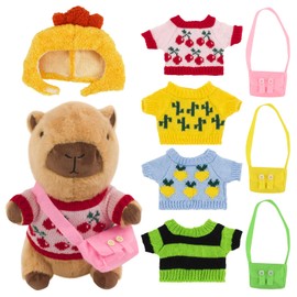 SGZIOO Capybara Plüschtier, 23 cm Capybara Kuscheltier, Niedlichen Capybara Plushies mit Kleidung und Accessoires, Wasserschwein Kuscheltier, Capybara Stofftier für Jungen Mädchen, Home Deko Kinder
