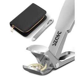 2025 Upgrade Angled Head Nail Clippers for Men, Toenail Clippers for Seniors Thick Toenails, Large Toe nail Clippers with Catcher, Extra Wide Handle,Sharp Heavy Duty Stainless Steel Nail Cutter-Silver