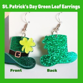 Women Adult Green Shamrock Dangle Earrings St. Patrick's Day Accessories (BM-D)