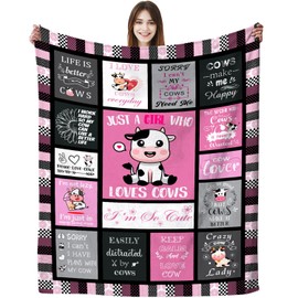 Cow Blanket Gifts for Girls Women Soft Warm Flannel Cow Lovers Throw Blanket Cow Birthday Gifts for Adults Kids 60"x50"