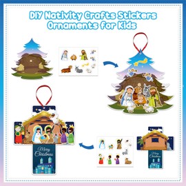 JUESMOS 24PCS Make a Nativity Scene Stickers for Kids 2025 Religious Nativity Sticker Crafts School Classroom Christmas Activities for Kids Funny Paper Crafts for Christmas Party Decorations