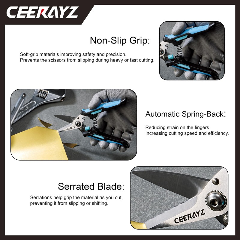 CEERAYZ 185mm All Purpose, Heavy Duty Scissors, Garden Shears, Scissors