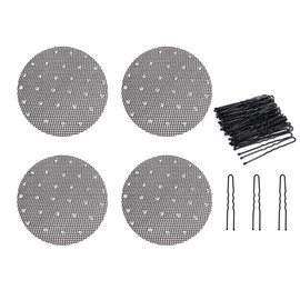 Pack of 4 Hair Net with 50 x Hair Pins Stretchy Elastic Hair Nets Reusable Invisible Black Hair Scrunchie Covers for Women, Ballet Dancer, Nurse, Bank Employee