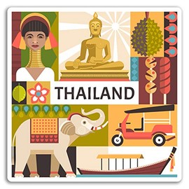 2 x 10cm Thailand Vinyl Stickers - Bangkok Asia Travel Sticker Luggage #17611 (10cm Wide)