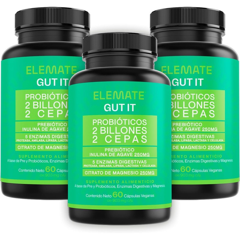 Gut it Probiotic Suplemento Natural Probióticos, Prebióticos, Enzimas Digestivas, Citrato