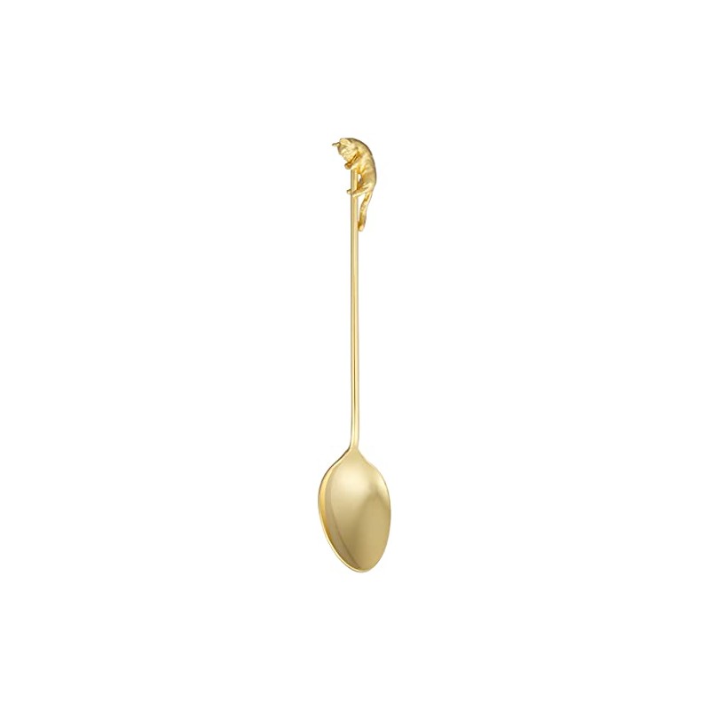 Takakuwa Metal Rubber Cast Cat Coffee Spoon, Gold 405572