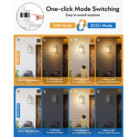 VIANIS Motion Sensor Outdoor Light Fixture, White Dusk to Dawn Porch Lighting Wall Mount, Waterproof Modern Outside LED Lights for House, 100% Aluminum Exterior Wall Sconce Lantern for Garage Lamps