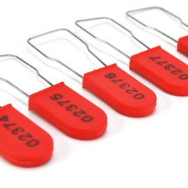 100PCS Plastic Padlock Security Seals Numbered Metal Wire Padlock Seals Disposable Tamper-Evident Lock Tags for Door, Access Cabinets, Utility Meters Seal Red