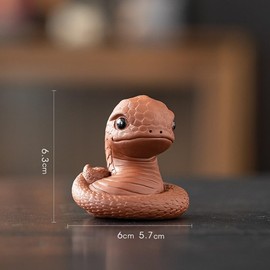 Chinese Zisha Snake Tea Pet, Ceramic Tea Pet, Handmade Purple Clay Tea Pet for Kung Fu Tea Tray, Tea Pet Decorate Kungfu Tea Tray Accessories (Red)