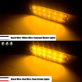 BJZ Trailer Marker LED Lights Amber 12LED Side Marker Clearance Front Rear Turn Signal Indicator Light 6'' 12V Flash Strobe Constant Marker Light Waterproof for Trailer Truck Van Pickup ATV RV, 5Pcs