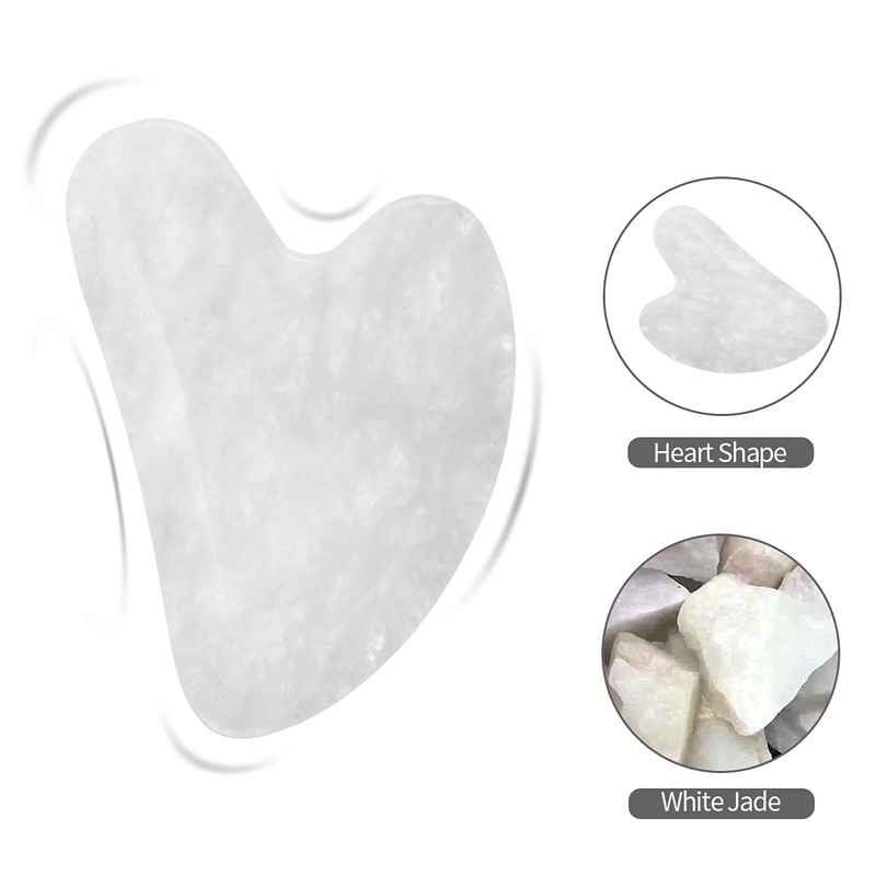 Fonture Gua Sha Tool, White Jade Facial Scraping Board Face