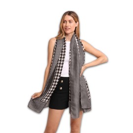 Trillion London® Silk Scarf | Black & White Small Print Scarf| Lightweight Scarves for Winters| Shawl Wraps | Size - 180 cm * 90 cm | Colour - Black and White | Weight - 130 gms