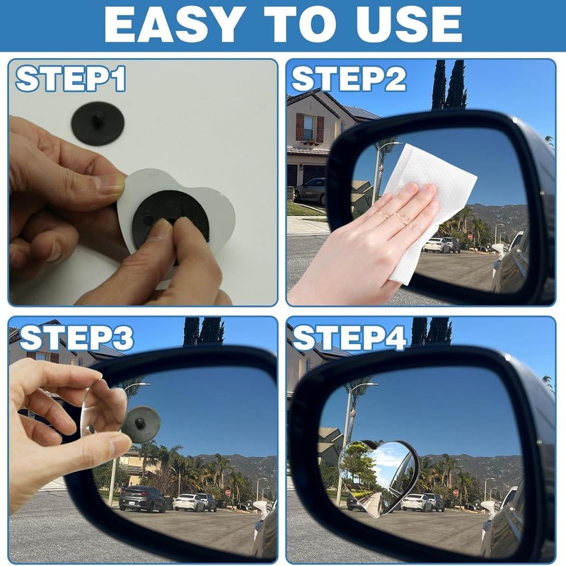 2 Pack Heart Blind Spot Mirrors, Wide Angle Convex Rearview