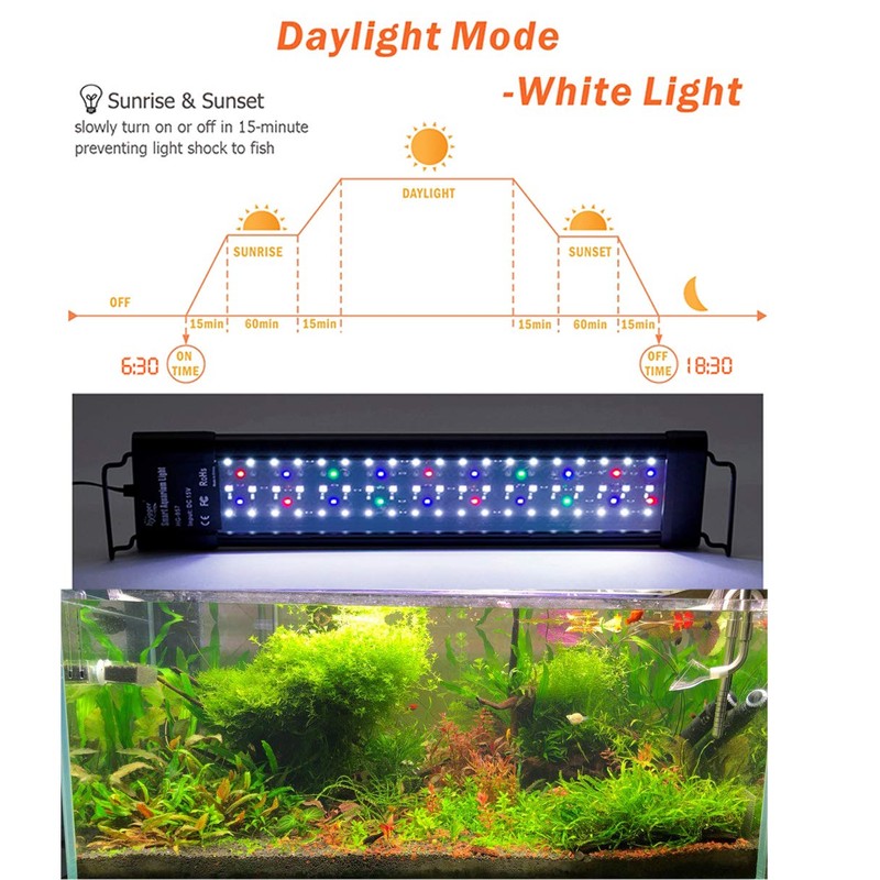 Hygger Auto On Off 18-24 Inch LED Aquarium Light Extendable