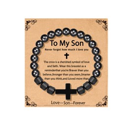 P. BLAKE To My Son Bracelet Son Gifts from Mom, Birthday Confirmation Valentines Fathers Day Graduation Gifts for Son Teens Teenage Teen Boys Gift Ideas 13 15 14 16 18 12 Year Old