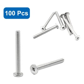 PHITUODA - 100 tornillos de cabeza plana redonda M3 x 25 mm, tornillos de acero inoxidable 304 Phillips de acero inoxidable