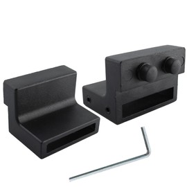 AUXBC Barn Door Stopper for Flat Track: 1.61×0.28"(L×W), Black Carbon Steel Sliding Barn Door Roller Stopper Limit Door Device with Wrench, 2pcs