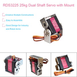 HOOYIJ 25KG Digital RC Servo RDS3225 Dual Shaft Waterproof High Speed Full Metal Gears Robot Servo with U Mounting Brackets for 1/8 1/10 RC Car Crawler Buggy Truggy DIY Robotic 180 Degree (Pack of 2)