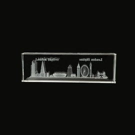 LILAJ 3D Laser Engraved Skyline Crystal Art Glass Ornament – Including Tower Bridge, Big Ben and More – Iconic London Landmarks Figurine Gift – Perfect Home Decor, Collectible British Souvenir