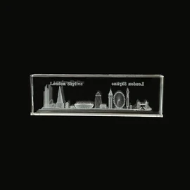 LILAJ 3D Laser Engraved Skyline Crystal Art Glass Ornament – Including Tower Bridge, Big Ben and More – Iconic London Landmarks Figurine Gift – Perfect Home Decor, Collectible British Souvenir